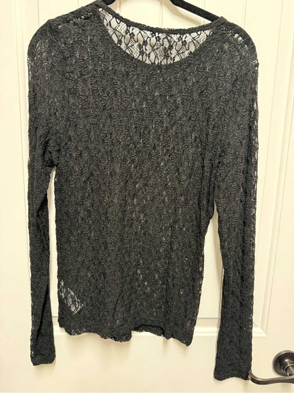Old Navy Black Sheer Lace-Style Long Sleeve Top